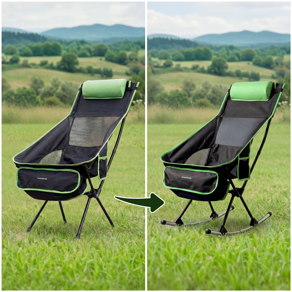 Chaise de camping à bascule 2 en 1