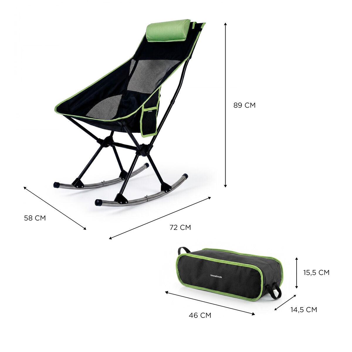 Chaise de camping à bascule 2 en 1